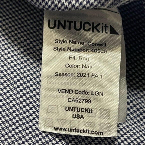 UNTUCKit Men's Blue White Houndstooth Button Up LS Conwill Shirt Size XXXL - Picture 7 of 10